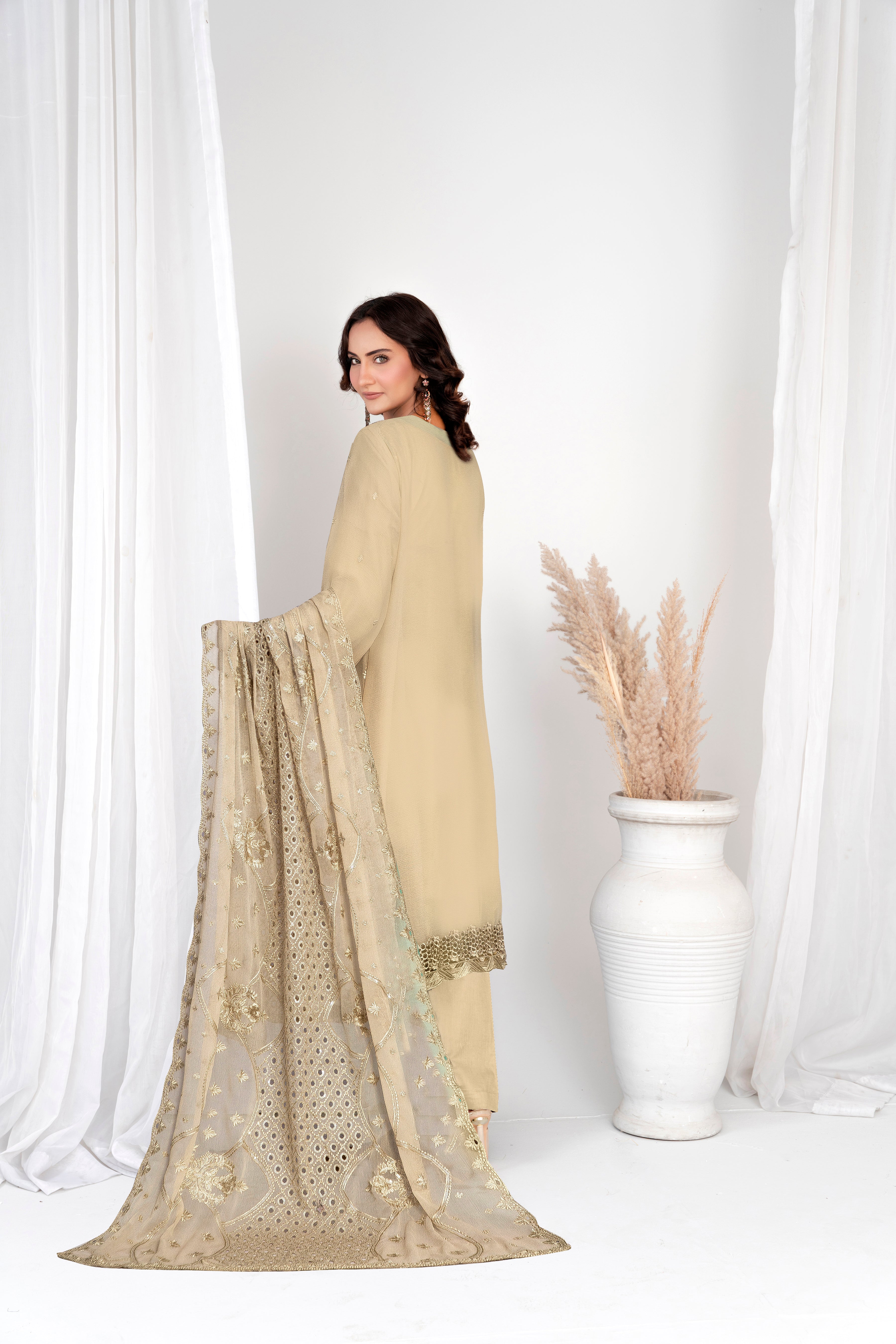 3 Piece Chiffon Suit-Embroidered (Unstitched)