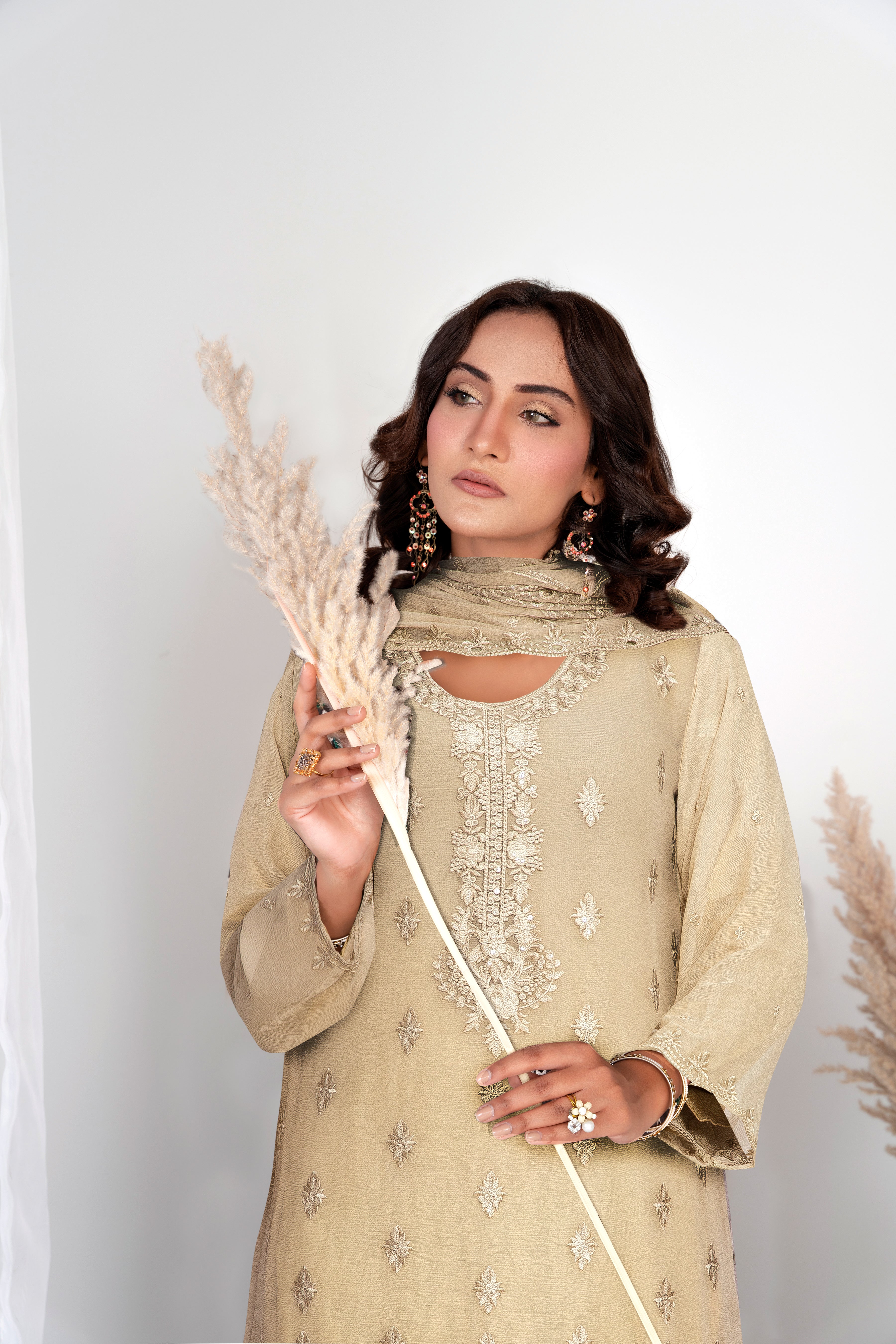 3 Piece Chiffon Suit-Embroidered (Unstitched)