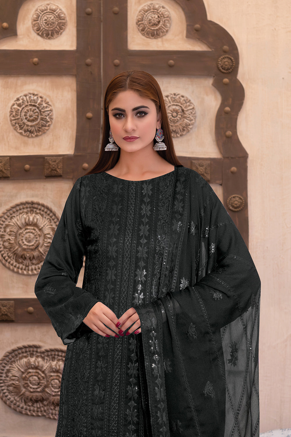 3 Piece Chiffon Suit-Embroidered (Unstitched)