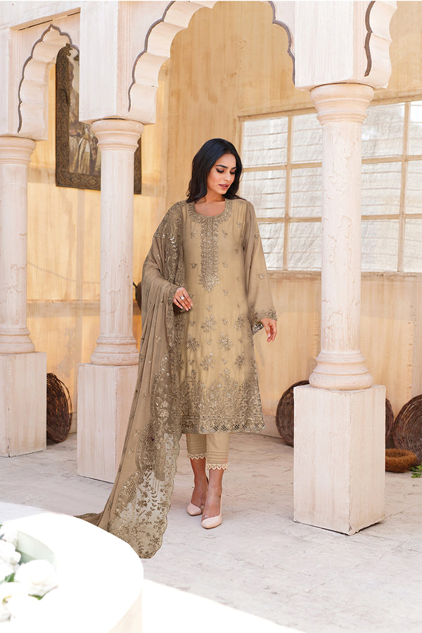 3 Piece Chiffon Suit-Embroidered (Unstitched)