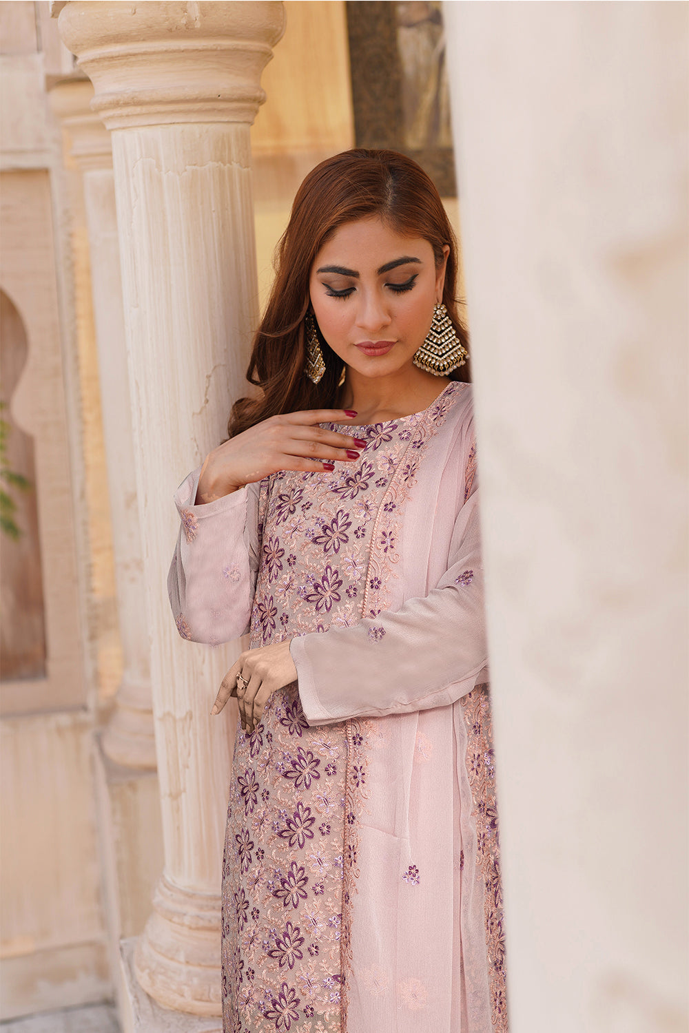 3 Piece Chiffon Suit-Embroidered (Unstitched)