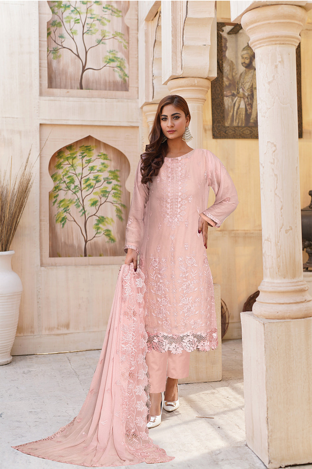 3 Piece Chiffon Suit-Embroidered (Unstitched)