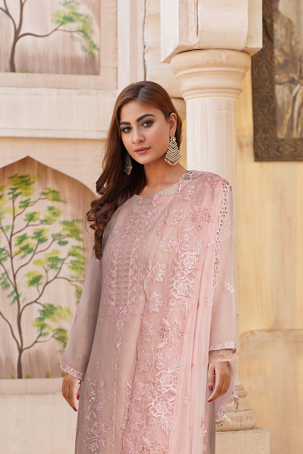 3 Piece Chiffon Suit-Embroidered (Unstitched)