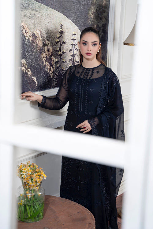 3 Piece Chiffon Suit-Embroidered (Unstitched)