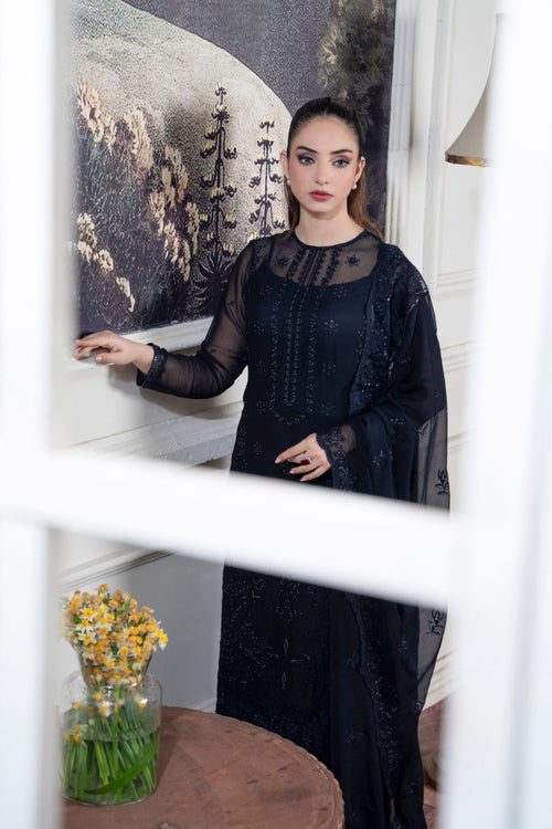 3 Piece Chiffon Suit-Embroidered (Stitched)