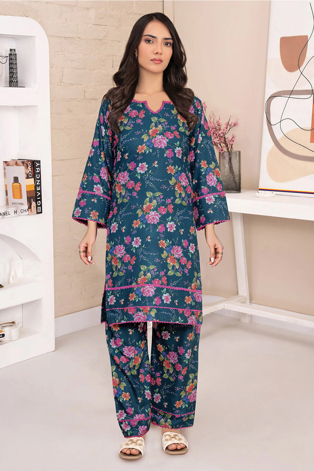 2 Piece Dhanak Suit-Printed (Pret)