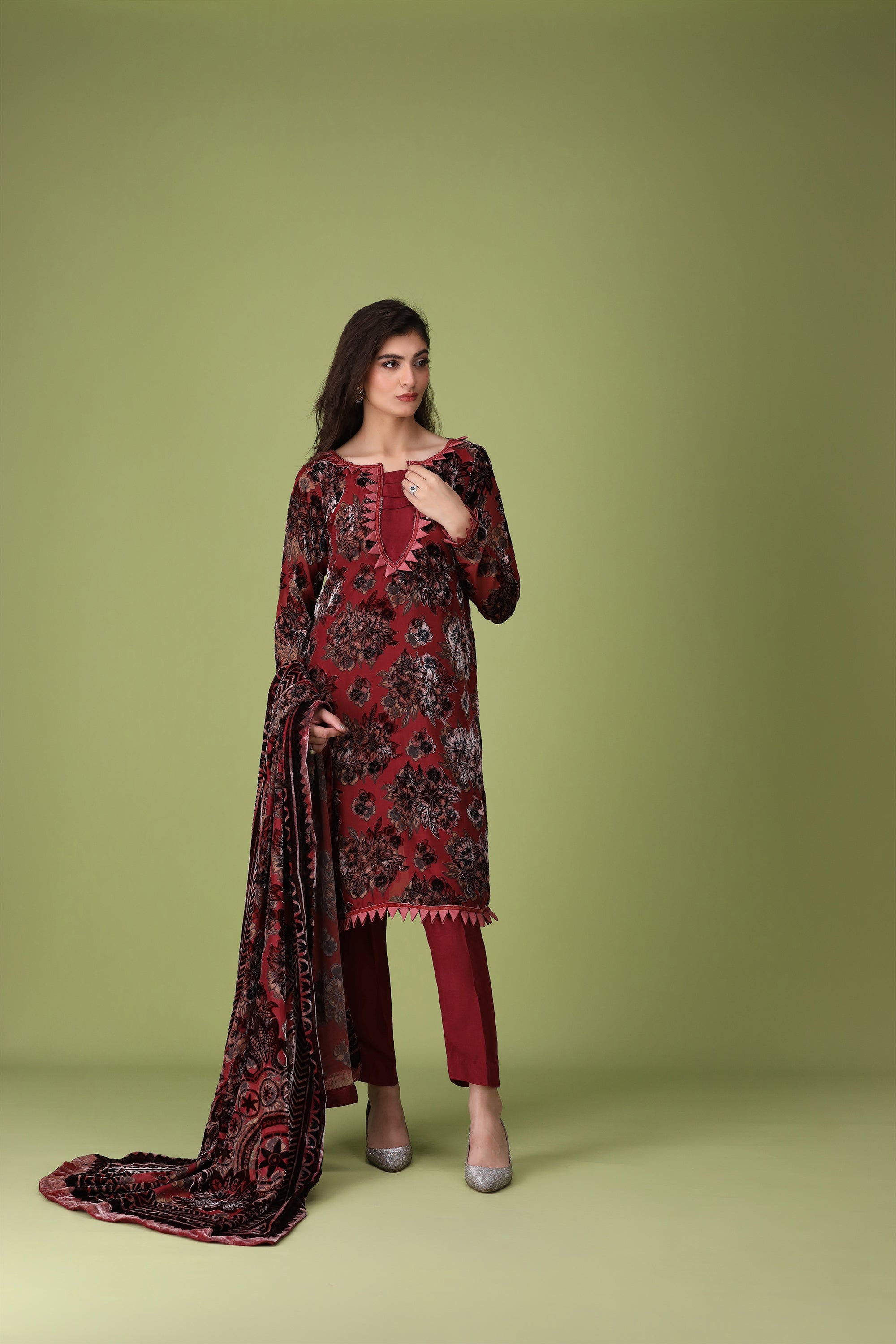 3 Piece Palachi Suit-Printed (Unstitched)