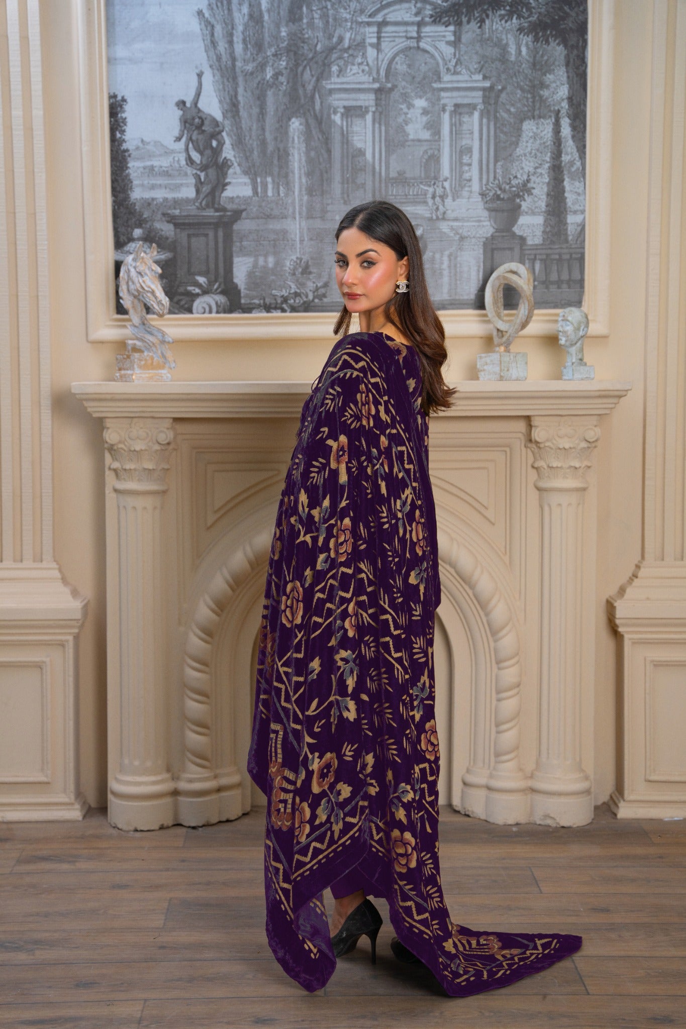 Plum Floral Velvet