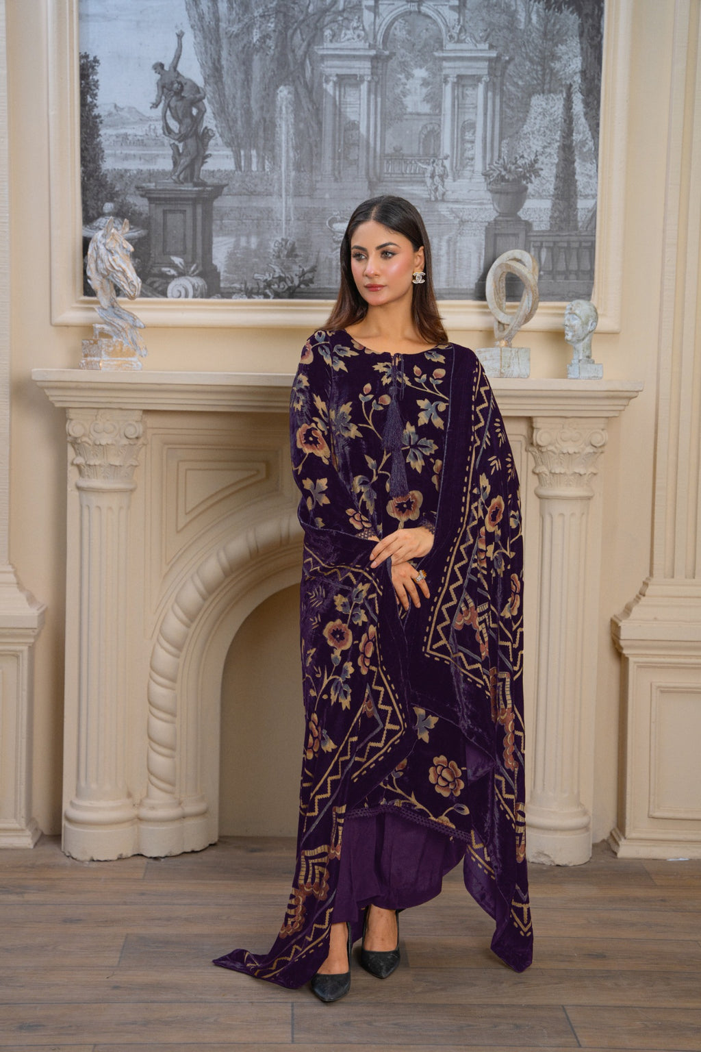Plum Floral Velvet