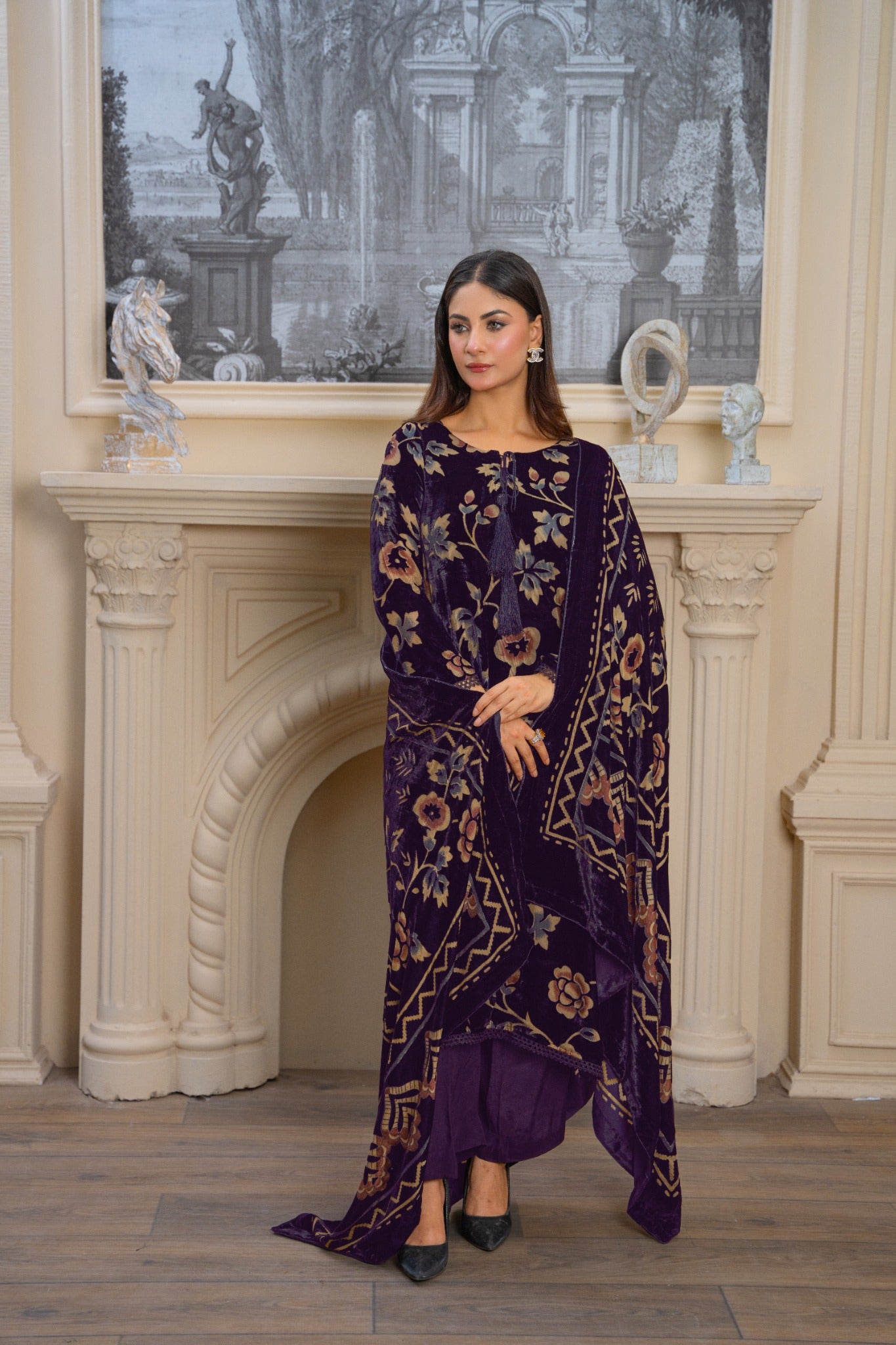 Plum Floral Velvet